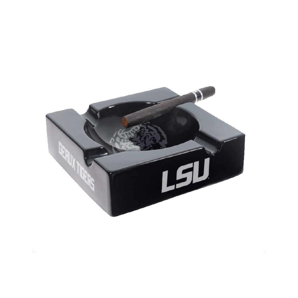 LSU Black Ceramic Cigar Ashtray Black & White