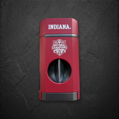 Indiana Hoosiers National Champions Triple Torch Cigar Lighter with Spring V Cutter | Officially Licensed Collegiate | Bocock Brothers - Collegiate Athletics