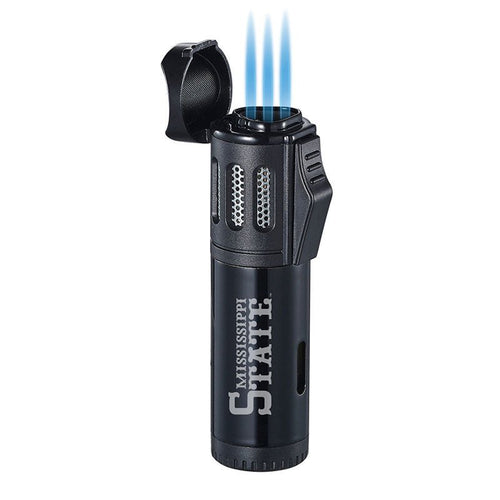 Mississippi State triple flame torch cigar lighter in black