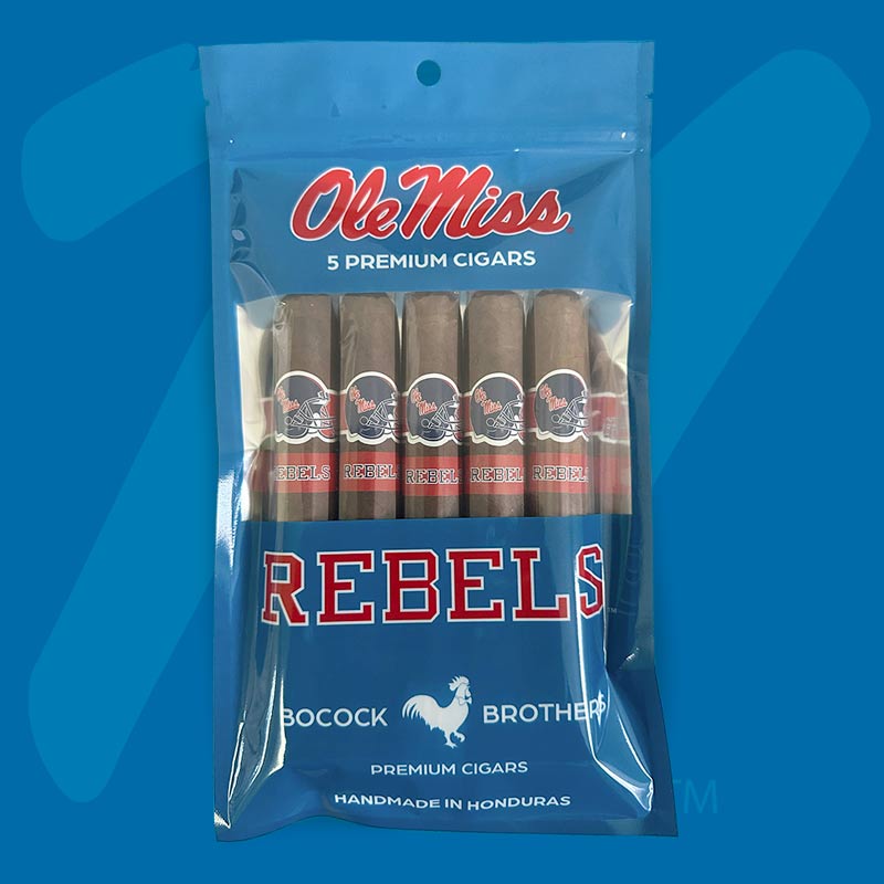 Officially Licensed Ole Miss Hand - Rolled Cigars 5 Premium Blend Set - Collegiate Athletics