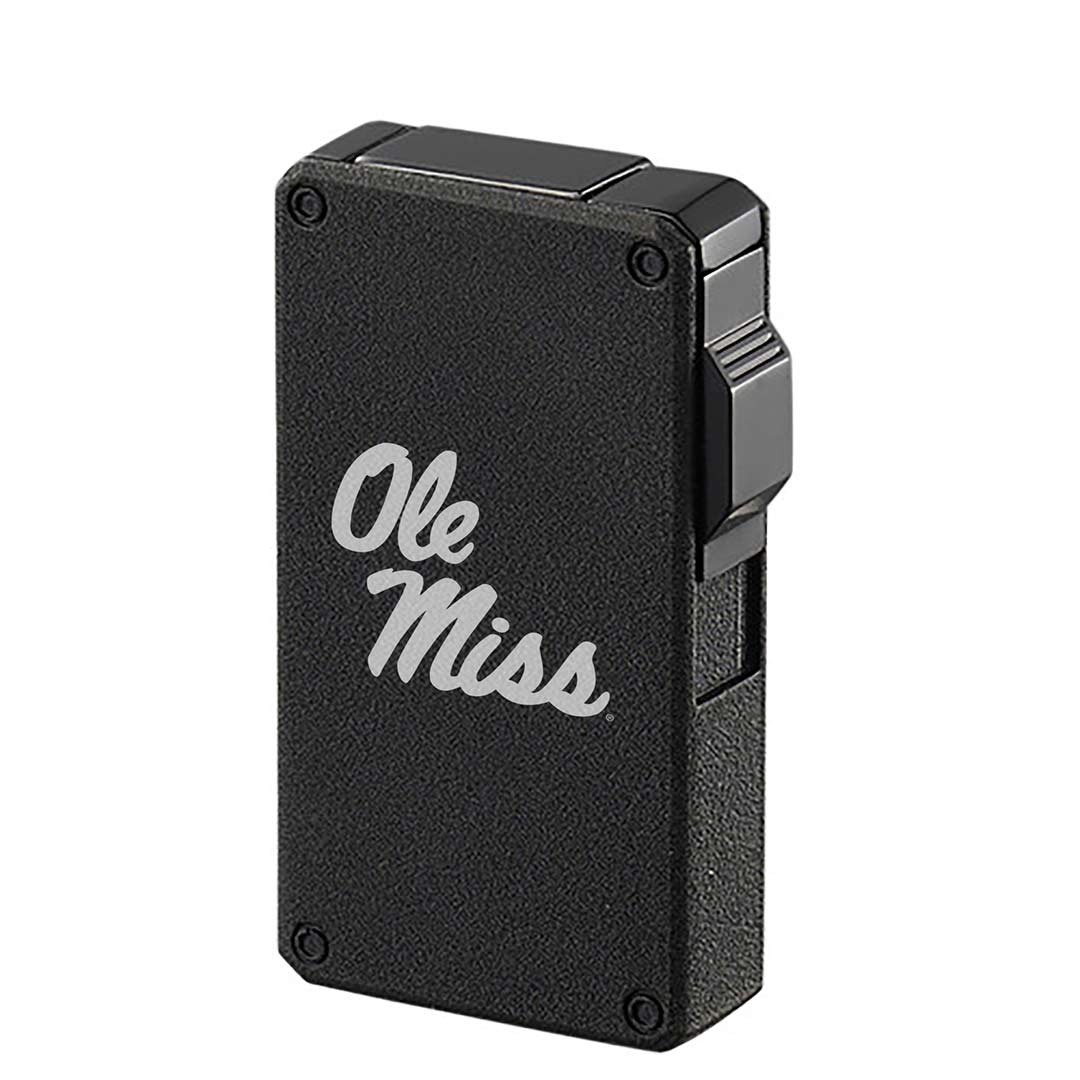 Ole Miss Wind Resistant Torch Flame Lighter Charcoal Black