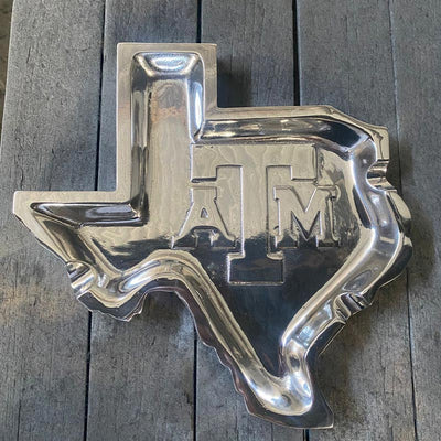 Texas A&M Aggies handmade pewter cigar ashtray shaped like Texas
