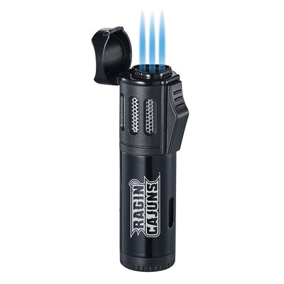Louisiana Ragin' Cajuns triple flame torch cigar lighter in black