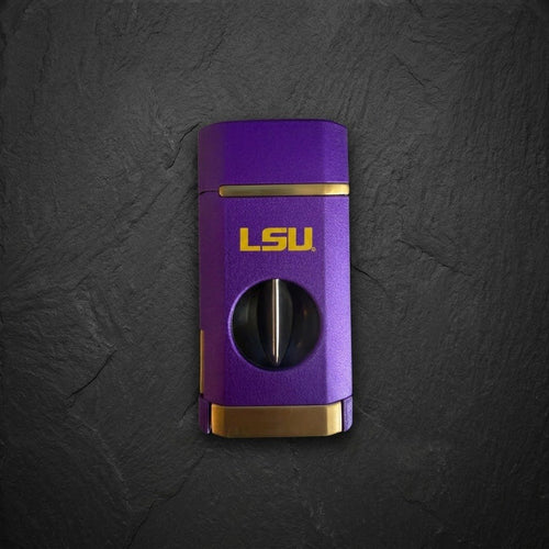 LSU Tigers Triple Torch Cigar Lighter with Spring V Cutter | Officially Licensed Collegiate | Bocock Brothers - Collegiate Athletics