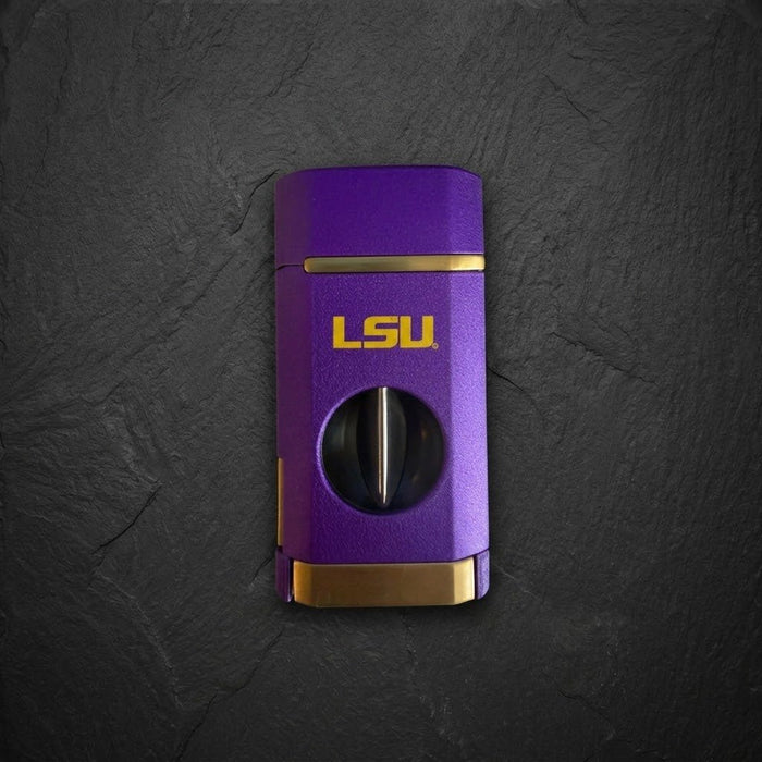 LSU Tigers Triple Torch Cigar Lighter with Spring V Cutter | Officially Licensed Collegiate | Bocock Brothers - Collegiate Athletics