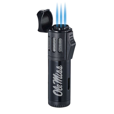 Ole Miss Rebels triple flame torch cigar lighter in black